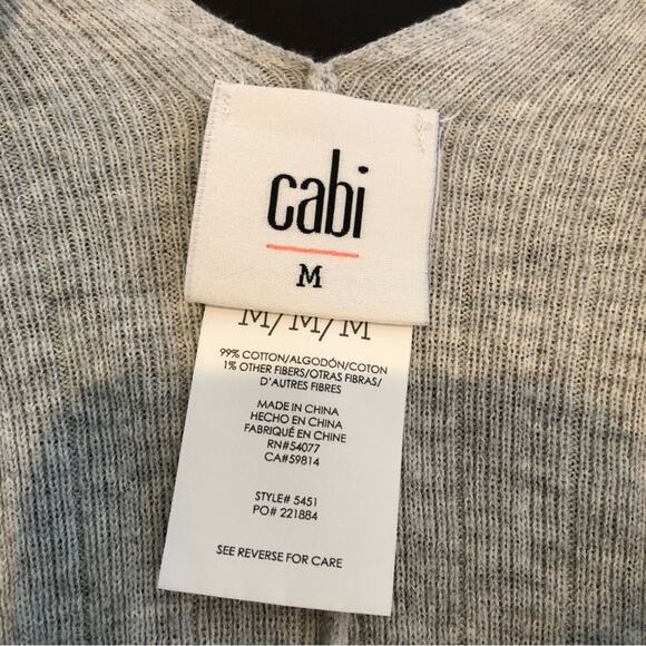 Cabi Watson light gray ribbed dolman sleeve knit sweater size Medium #5451 - Picture 14 of 14